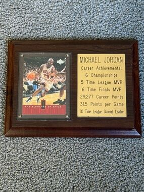 Michael Jordan Career Achievement Plaque with Basketball Card.